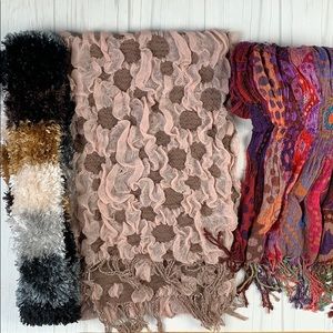 Bundle of 3 large long scarves multicolor